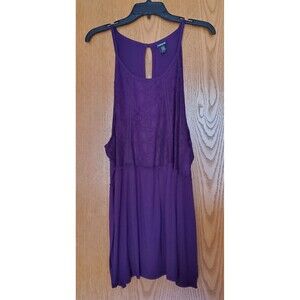 Torrid Babydoll Floral Lace Empire Waist Tunic Tank Top Purple Size 4